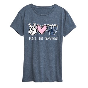 Women's - Instant Message - Peace Love Hanukkah Short Sleeve Graphic T-Shirt - 1 of 4