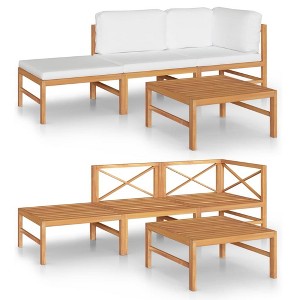 vidaXL Patio Lounge Set in Cream - 4 Piece Teak Wood | Sleek Design | Comfortable, Soft Cushions | Easy Assembly | Ideal for Garden, Terrace, Patio - 1 of 4