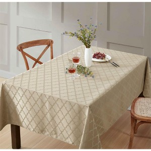 HLC.ME Modena Jacquard Fabric Lattice Tablecloth, Water, Fade, Wrinkle and Stain Resistant Table Cloth - 1 of 4