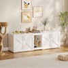 Dual Cat Litter Box Enclosure, Large Litter Box Cabinet for 2 Cats with Soft Cushion, Open Storage Shelf, Modern Wooden Enclosed Cat Box Furniture - 2 of 4