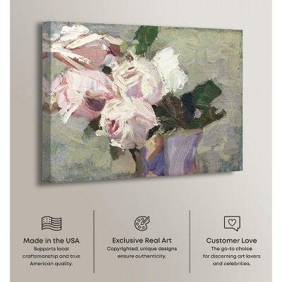 Vintage Roses Oil Painting on Gallery Wrapped Canvas, 20" x 16"