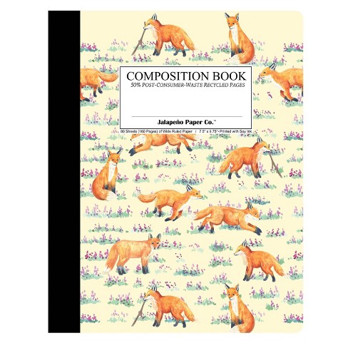 Jalapeno Paper Co. 160 Sheet Wide Ruled Composition Notebook Foxes in Heather: Child & Tween Stationery, Flexible Cover - image 1 of 3