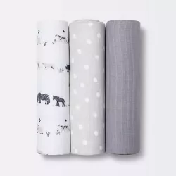 Muslin Swaddle Blankets 3pk - Cloud Island™ Two by Two Animals