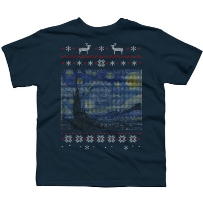 Boy's Design By Humans starry night ugly christmas By FandomizedRose T-Shirt