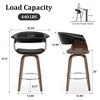 Bekrvio 26" Mid Century Modern Swivel Counter Height Bar Stools Set of 1/2/3/4 - PU Leather Upholstered,Walnut Bent Wood Legs for Kitchen Island - 4 of 4