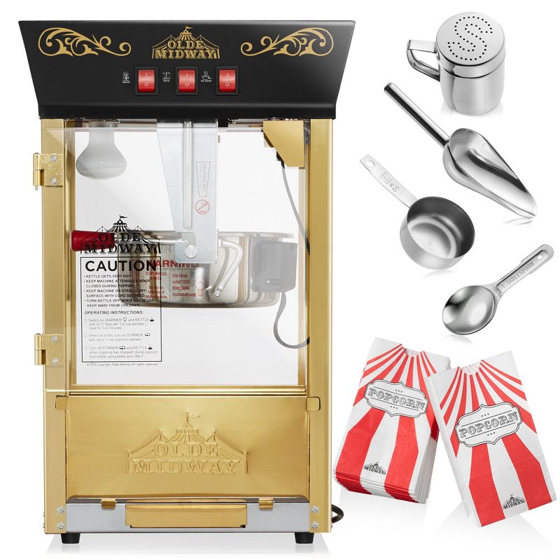 Olde Midway Movie Theater-Style Countertop Popcorn Machine Popper with 8 oz Kettle, 3 of 8