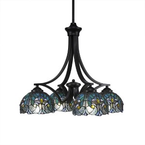 Toltec Lighting Zilo 4 - Light Chandelier in  Matte Black with 7" Turquoise Cypress Art Glass Shade - 1 of 1