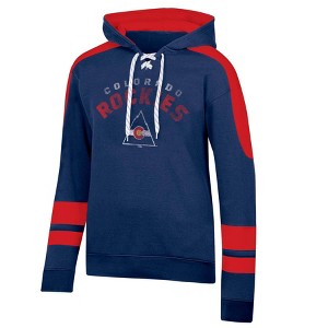 NHL Colorado Rockies Men's Vintage Lace-Up Fleece Hooded Sweatshirt - 1 of 3