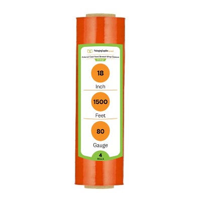 PSBM 4 Rolls Dark Orange 18" x 1500 Ft. 80 Gauge Cast Hand Pallet Stretch Wrap