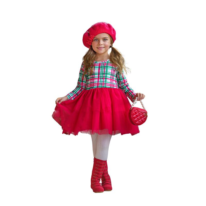 Girls The Best Gift Green Plaid Holiday Tutu Dress - Mia Belle Girls, 1 of 8