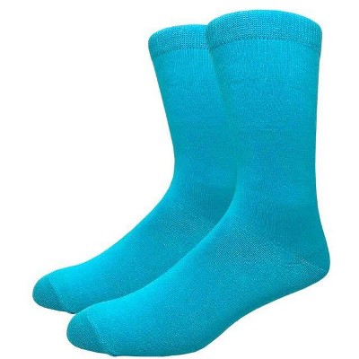Solid Color Crew Cotton Dress Socks  from the Sock Panda (Men's Sizes, Adult Large) - Turquoise
