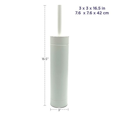 Slim White Stainless Steel Toilet Brush and Holder Set