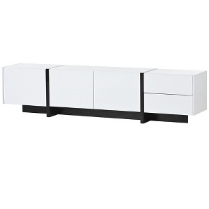 Dexmalle White & Black Modern Unique Style TV Stand with High Gloss UV Surface - 1 of 4