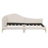 Twin/Full Size Upholstered Daybed with Headboard, Armrest and Support Legs, Grey/Beige-ModernLuxe - 4 of 4