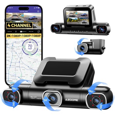 AZDOME 360° 4 Channel Dash Cam, Built-in 128GB eMMC, 2K+1080P*3 Dashcam Front and Rear Inside Left Right, Voice Control，IR Night Vision, M660