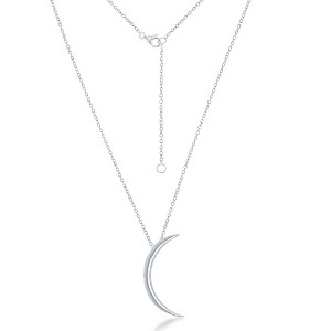 Bella Silver Sterling Silver Thin Crescent Moon Necklace - Silver - 16+2 Inch - 1 of 2