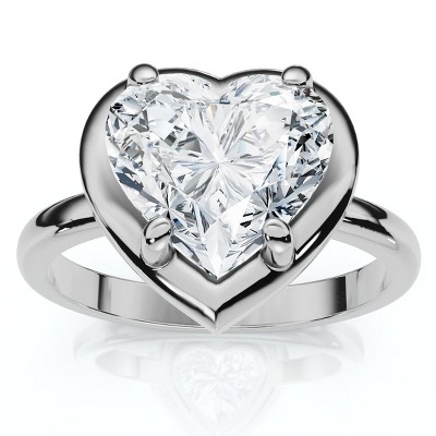 Pompeii3 Certified 2 1/2Ct Heart Diamond Button Engagement Ring 14k Gold or Pt Lab Created
