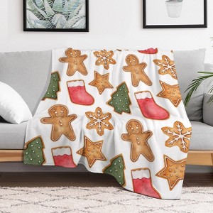 Gingerbread Man Christmas Holiday Cookies Christmas Throw Blanket Soft Fleece Christmas Blanket Cozy Flannel Throw for Couch Bed 30x40 inches - 1 of 1