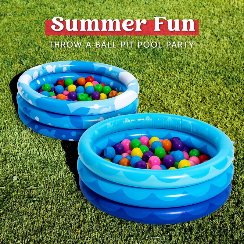 Syncfun 2Pcs 34" X 10" Inflatable Kiddie Pool Set Baby Pool Kids Swimming Pools Backyard Pool Inflatable Summer Pool for Kids Toddler, 3 of 8