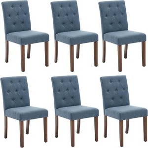 Button Tufted Dining Chairs Set - Upholstered Fabric Kitchen Chairs with Wood Legs & Padded Seats - Living Room Kitchen Furniture - 1 of 4