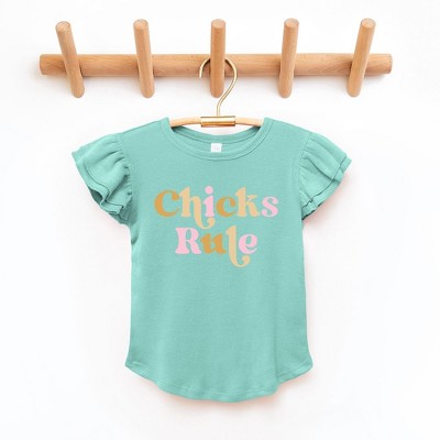 The Juniper Shop Chicks Rule Colorful Toddler Flutter Sleeve Tee