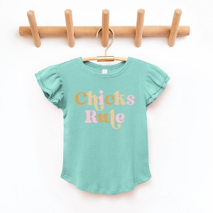 The Juniper Shop Chicks Rule Colorful Toddler Flutter Sleeve Tee - 1 of 2