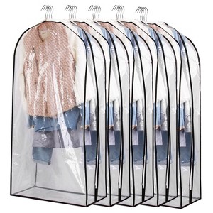 NewHome"5-Pack 60" Garment Bags for Hanging Clothes, Dustproof, Waterproof Storage for Suits, Dresses & More"Transparent - 1 of 4