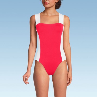Lands' End Women's Square Neck High Leg One Piece Swimsuit