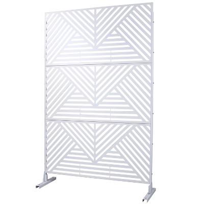 Grungis 76" H×48" W Freestanding Privacy Fence with Geometric Linen Pattern,Outdoor Privacy Screen for Balcony,Patio,Garden