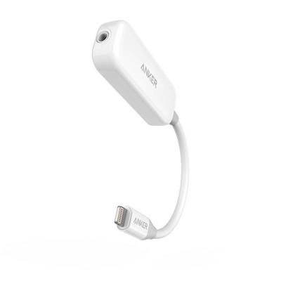 Anker 2" Lightning to 3.5mm Audio & Lightning Charging Adapter - White