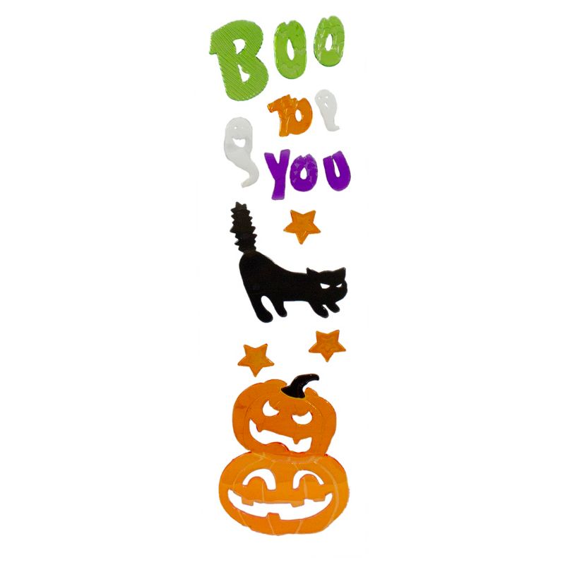Northlight 14-Piece Green and Orange Boo To You Halloween Gel Window Clings, 1 of 3
