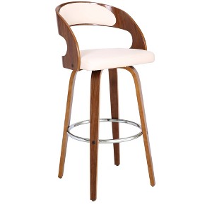 Shelly Contemporary Swivel Barstool Walnut/Cream - Armen Living - 1 of 4