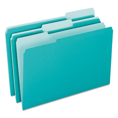 Pendaflex Interior File Folders 1/3 Cut Top Tab Letter Aqua 100/Box 421013AQU