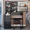 VYNXARIA 37" Middle Size Left Bedside Cabinet Vanity Table&Cushioned Stool,Large Sliding,High Capacity Storage, Suitable for Middle Space,Black - 2 of 4