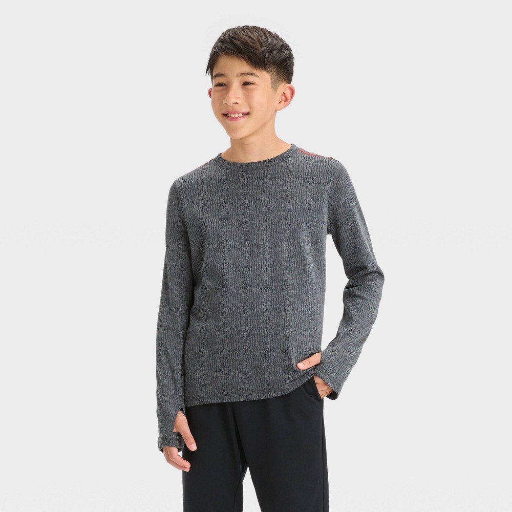 Boys' Long Sleeve T-Shirt - All in Motion™ Dark Gray XL