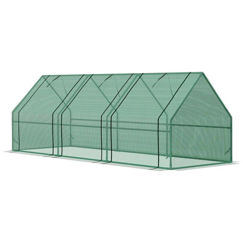 Outsunny Mini Greenhouse Portable Hot House with Large Zipper Doors & Water/UV PE Cover for Outdoor and Garden, 4 of 8