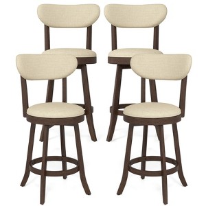 Tangkula 25.5" Counter Height Chairs Set of 4 w/ Padded Seat & Backrest Rubber Wood - 1 of 4