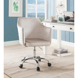 Vynxaria Champagne Velvet & Chrome Finish Office Chair - 1 of 4