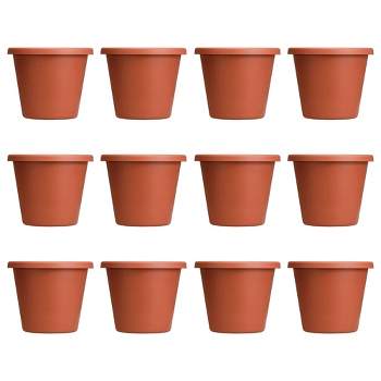 The HC Companies 12 Inch Classic Durable Plastic Flower Pot Container Garden Planter with Molded Rim and Drainage Holes, Terra Cotta (12 Pack)