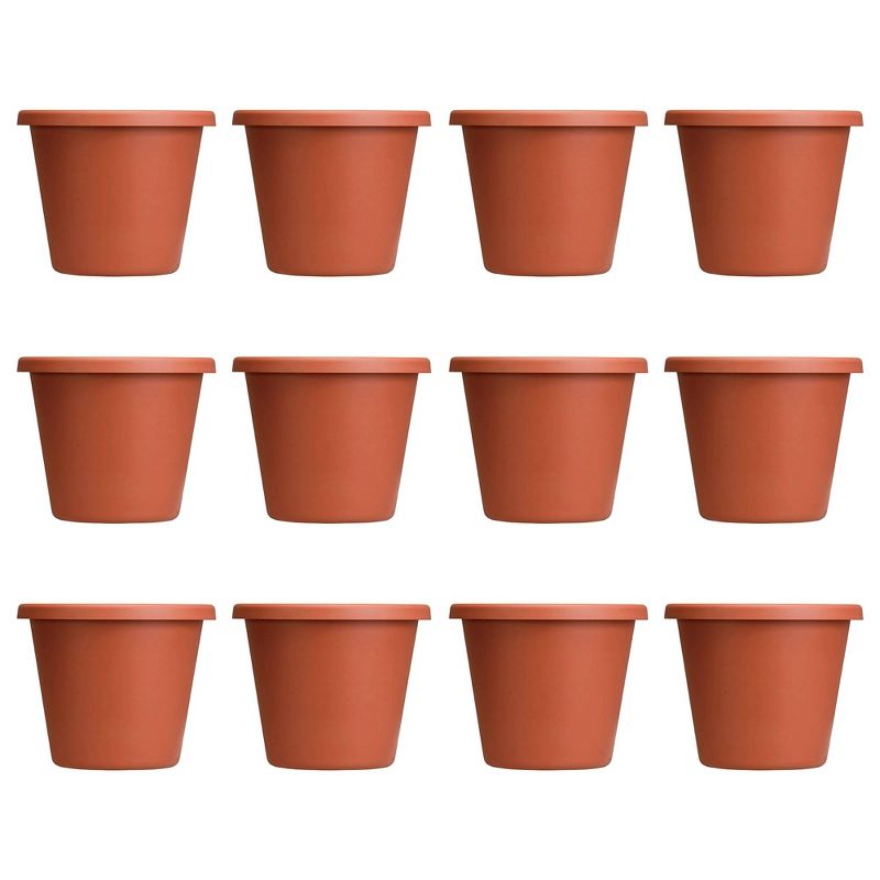 The HC Companies 12 Inch Classic Durable Plastic Flower Pot Container Garden Planter with Molded Rim and Drainage Holes, Terra Cotta (12 Pack), 1 of 7
