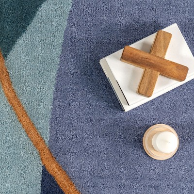 Greenwich Abstract Blue Wool Area Rug 4' x 6'