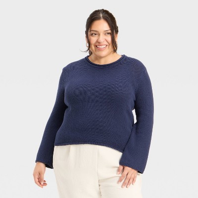 Women's Shrunken Crewneck Pullover Sweater - A New Day™