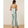 cheibear Women's Satin Cowl Neck Cami Top with Long Pant PJ Loungewear Silky Pajama Set - 4 of 4
