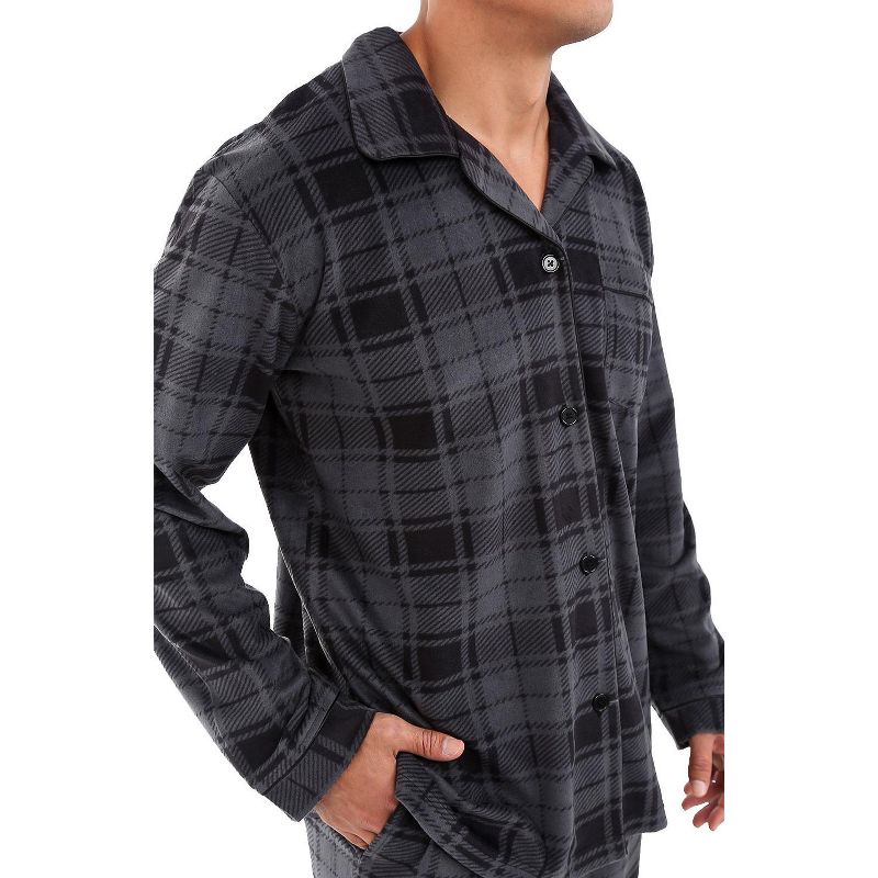 ADR Men's Soft Plush Fleece Pajama Lounge Set, Warm Long Sleeve Shirt and Pants, PJ, 4 of 8