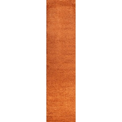 Haze Solid Orange Low-Pile Synthetic Runner Rug