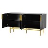 Hostack 4-Door Sideboard Cabinet with Gold Metal Handles and Elegant Storage for Dining and Living Room, Black - 4 of 4