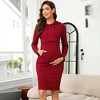 Women's Casual Maternity Dress Knee Length Pocket Nursing Breastfeeding Pullover Hoodie Dress - 3 of 4