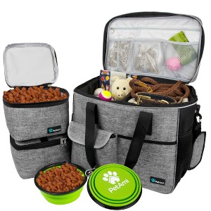 PetAmi Dog Travel Bag, Pet Supplies Organizer with Pockets, Food Container Collapsible Bowls, Gift Accessories Weekend Camping - 1 of 4