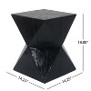 Lirago,14.25" Black Concrete Side Table with Rustic Texture - Geometric Hourglass Design, Hand-Painted, Patio Accent - 4 of 4