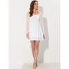 Allegra K Women's Sparkly Metallic Sweetheart Neck Semi Sheer Long Sleeve Mini Dress - 4 of 4